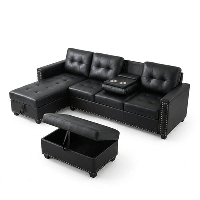 Sectional Sofa Built for Modern Living, 97 Inch L Shape, Left Chaise, Button Tufted, Ottoman Included