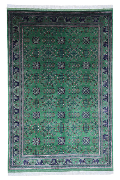 Hand-Knotted Afghani Bukharayi Wool Rug – 6’7″ x 9’9″