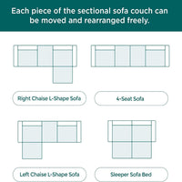 Convertible Modular Sectional Sofa with Ottoman, Sleeper Bed, Yellow | Corduroy Couch, Wood Frame, Free Combination, Daybed, for Living Room Small Space Apartment