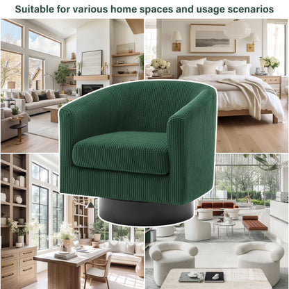 Swivel Barrel Accent Chairs Set of 2 Modern Upholstered Living Room Chair round Club Armchair, Dark Green