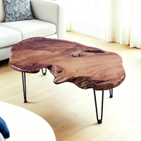 Live Edge Coffee Table Crafted for Modern Living Rooms, Natural Wood Construction, Unique Grain Patterns