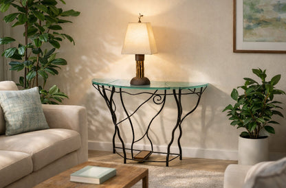 New Organic Half Moon Console Table with Slate