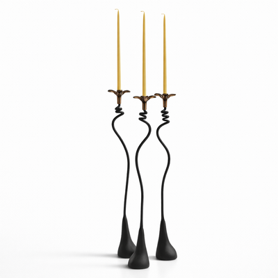 Jasmine in Bloom Candlestick — Handmade Sculptural Iron Candleholder (20”)