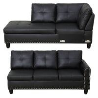 L Shaped Couch Modern Sectional Sofa with Left Chaise & Ottoman Tufted Modular Sofa Couch Set for Living Room, Black