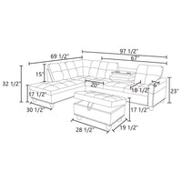 L Shaped Couch Modern Sectional Sofa with Left Chaise & Ottoman Tufted Modular Sofa Couch Set for Living Room, Black