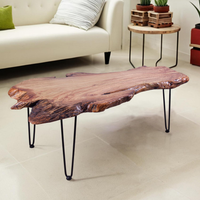 Live Edge Coffee Table Crafted for Modern Living Rooms, Natural Wood Construction, Unique Grain Patterns