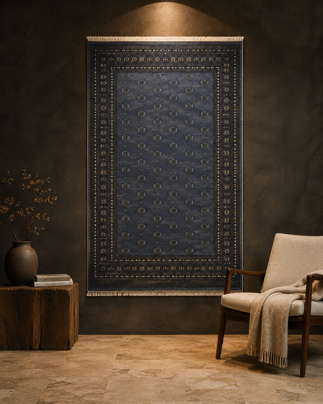 Hand-Knotted Pakistani Bokhara Rug – 100% Wool, size 8' x 10'