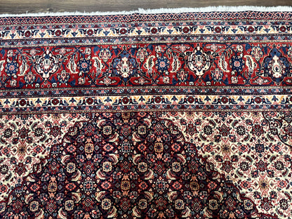 Persian Tabriz Rug 11x14 Navy Blue Herati Wool Carpet