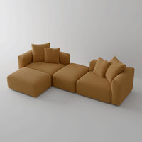 Convertible Modular Sectional Sofa with Ottoman, Sleeper Bed, Yellow | Corduroy Couch, Wood Frame, Free Combination, Daybed, for Living Room Small Space Apartment