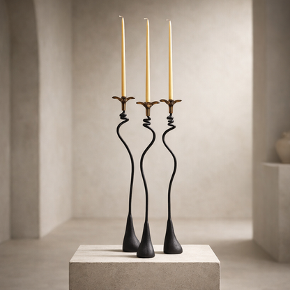 Jasmine in Bloom Candlestick — Handmade Sculptural Iron Candleholder (20”)