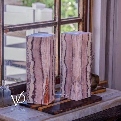 Rosa Onyx Table Lamp Pair – 17.75" Tall × 6" Square #3