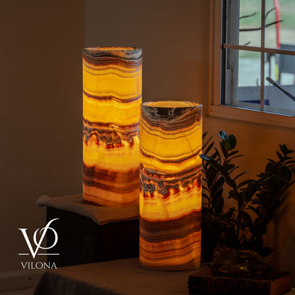 Miami Sunset Onyx Table Lamp Pair #2