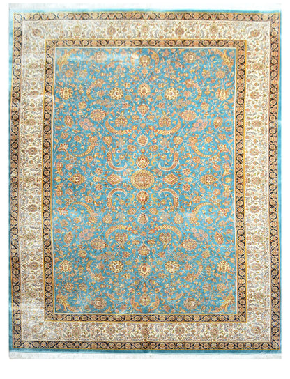 Sultanabad  100% Silk Oriental Rug 6' 7" x 9' 9"