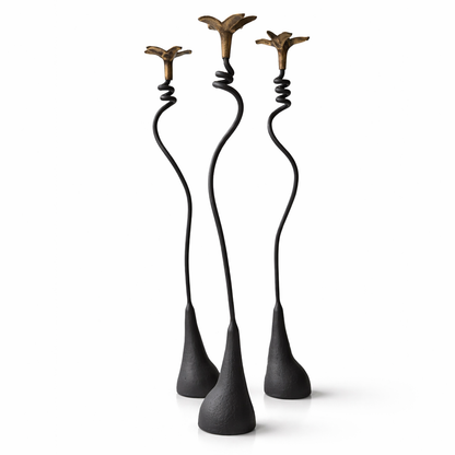 Jasmine in Bloom Candlestick — Handmade Sculptural Iron Candleholder (20”)