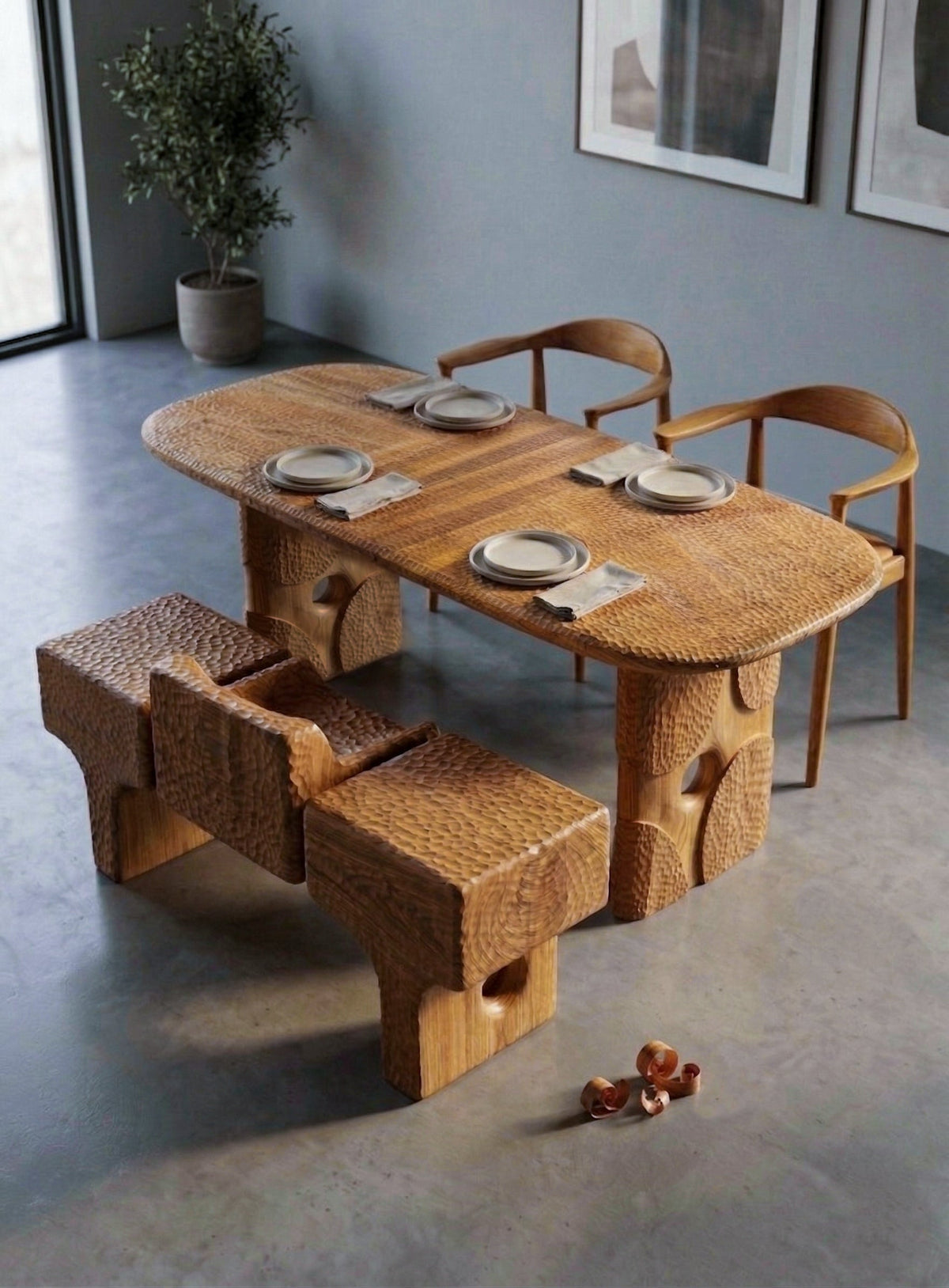 Hand-Carved Dining Table