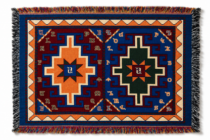 Armenian Alphabet Tapestry Throw on a Rug Design