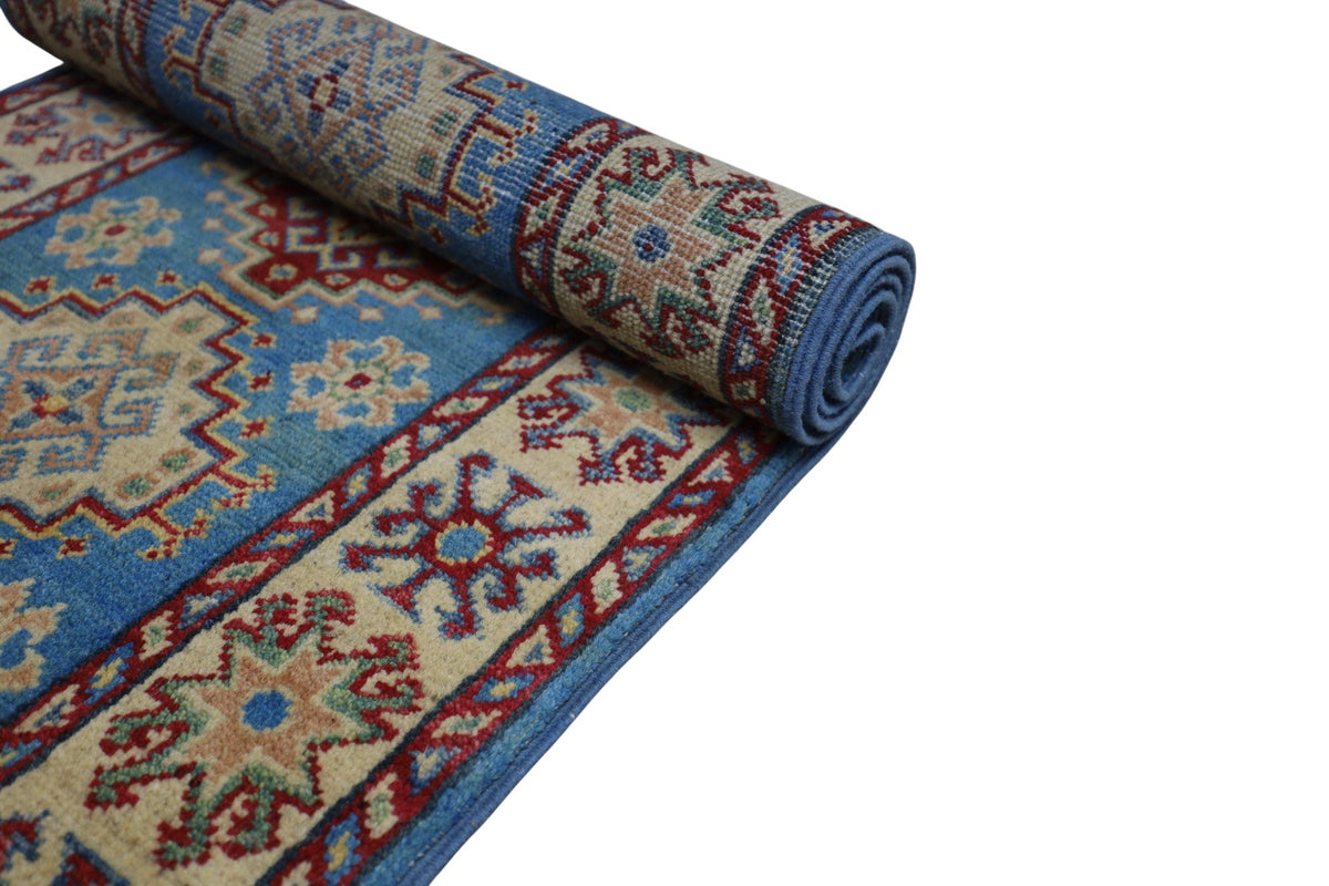Hand-Knotted Afghani Kazak Wool Rug – 2’0″  x  5’10″