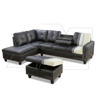 L Shaped Couch Modern Sectional Sofa with Left Chaise & Ottoman Tufted Modular Sofa Couch Set for Living Room, Black — How It Works
