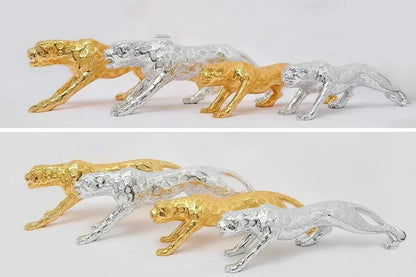 Luxury Geometric Running Panther Sculpture for Modern Home & Office Decor