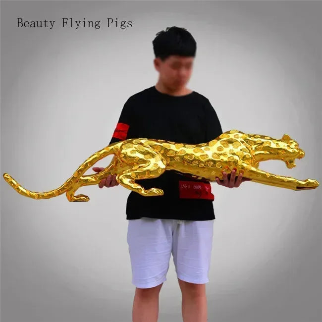 Luxury Geometric Running Panther Sculpture for Modern Home & Office Decor