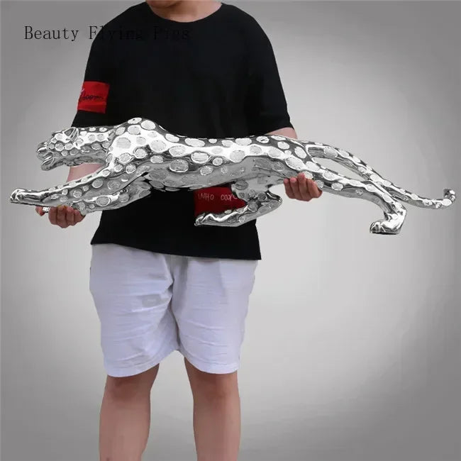 Luxury Geometric Running Panther Sculpture for Modern Home & Office Decor