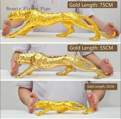 Luxury Geometric Running Panther Sculpture for Modern Home & Office Decor