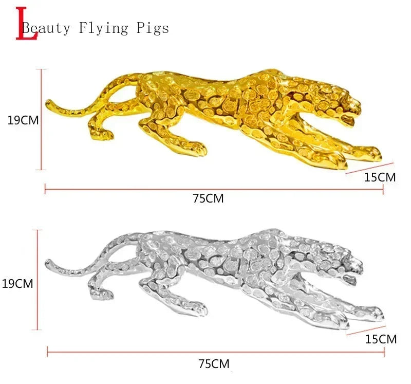 Luxury Geometric Running Panther Sculpture for Modern Home & Office Decor