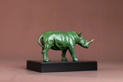 Luxury Green Rhinoceros Statue Decorative Animal Sculpture for Home & Office Decor