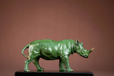 Luxury Green Rhinoceros Statue Decorative Animal Sculpture for Home & Office Decor