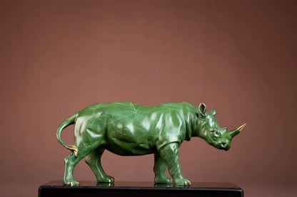 Luxury Green Rhinoceros Statue Decorative Animal Sculpture for Home & Office Decor