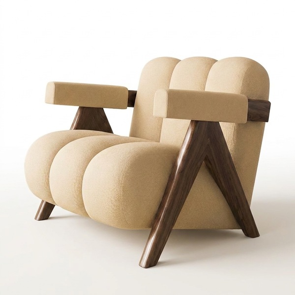 Minimalist Lounge Chair Upholstered Accent Chair — Studio Shot