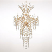 Modern Chandelier 118 In. 28-Light Crystal Gold Chandelier for Foyer, Living Room, Multiple Tiers Chandelier — Studio Shot