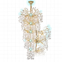 Modern Chandelier 118 In. 28-Light Crystal Gold Chandelier for Foyer, Living Room, Multiple Tiers Chandelier — How It Works