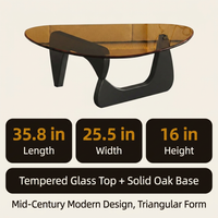 Modern Glass Coffee Table for Living Room, Mid Century Coffee Table, Small Coffee Tables, Suitable for Bedroom Living Room Reception Office Tables (Black/Brown, Medium) — Results & Stats