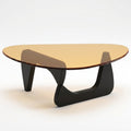 Glass Coffee Table Designed for Modern Living, Triangular Shape, Tempered Glass Top, Solid Wood Base