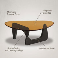 Modern Glass Coffee Table for Living Room, Mid Century Coffee Table, Small Coffee Tables, Suitable for Bedroom Living Room Reception Office Tables (Black/Brown, Medium) — infographic