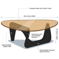 Modern Glass Coffee Table for Living Room, Mid Century Coffee Table, Small Coffee Tables, Suitable for Bedroom Living Room Reception Office Tables (Black/Brown, Medium) — How It Works