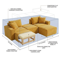 Modular Sectional Sofa Built for Small Spaces, Convertible Sleeper Bed, Corduroy Upholstery, Oak Frame — How It Works