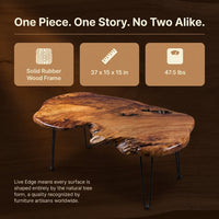 Natural Wood Coffee Table, Unique Live Edge Coffee Table for Living Room — Results & Stats