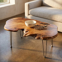Natural Wood Coffee Table, Unique Live Edge Coffee Table for Living Room — Studio Shot