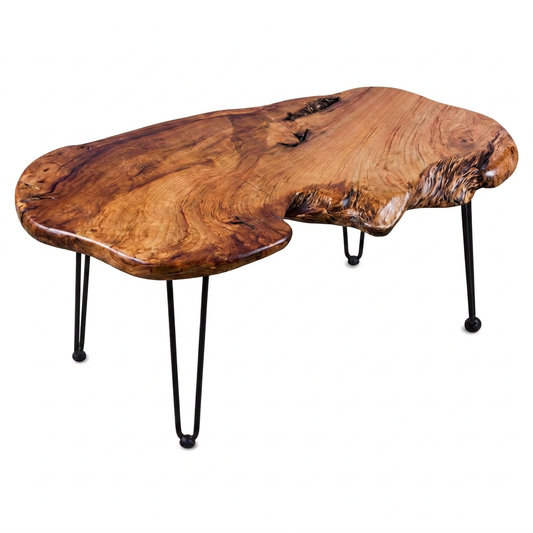 Natural Wood Coffee Table, Unique Live Edge Coffee Table for Living Room — Studio Shot
