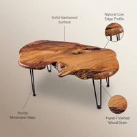 Natural Wood Coffee Table, Unique Live Edge Coffee Table for Living Room — infographic