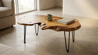 Natural Wood Coffee Table, Unique Live Edge Coffee Table for Living Room — Lifestyle