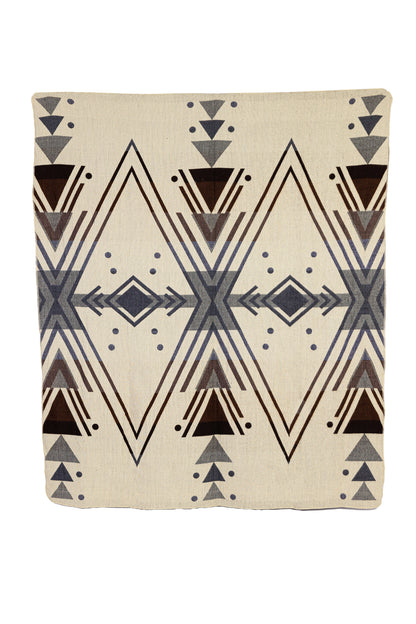 Handwoven Reversible Chevron Gray Brown Red & Cream Alpaca Throw - Yachana Collection
