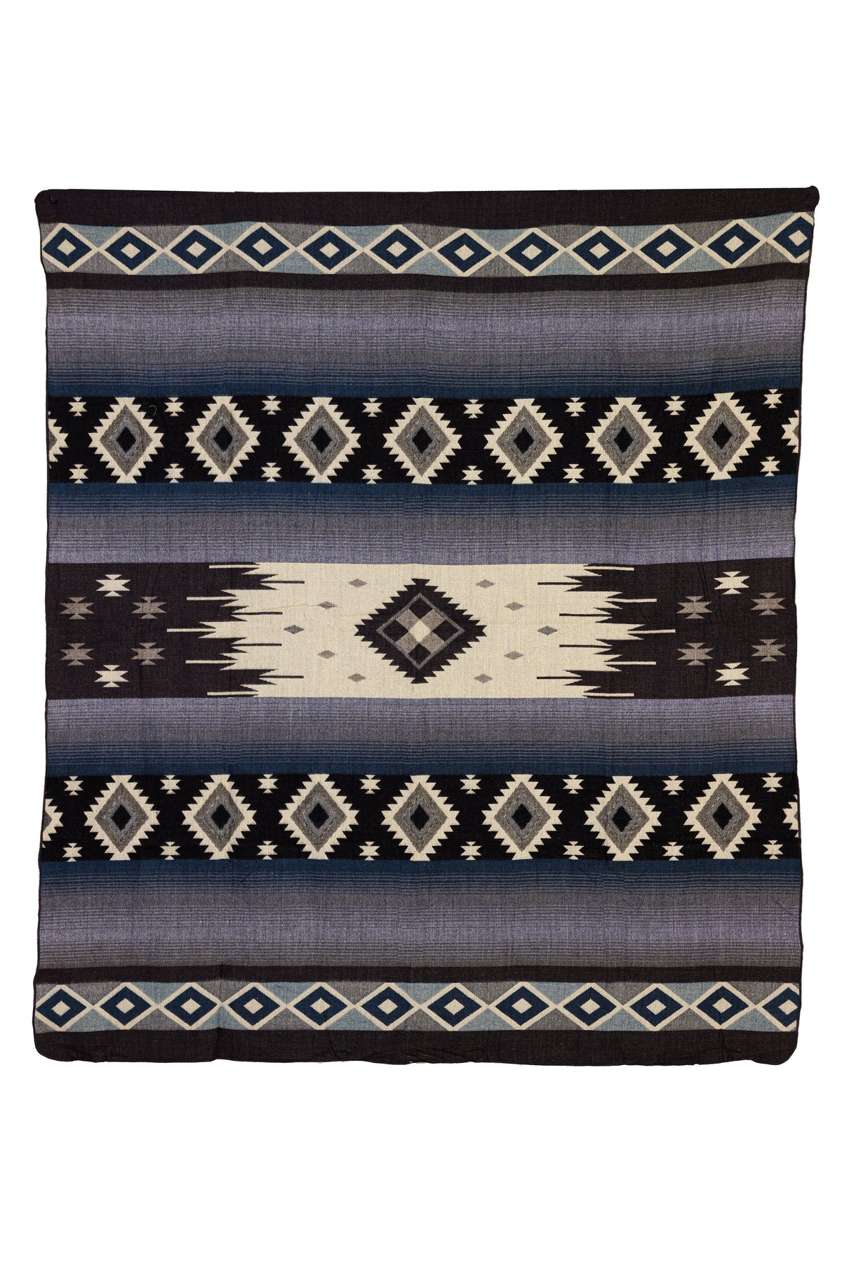 Handwoven Reversible Diamond Dark Blue Gray & Black Alpaca Throw Blanket - Yachana Collection