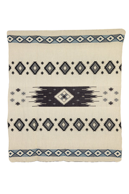 Handwoven Reversible Diamond Dark Blue Gray & Black Alpaca Throw Blanket - Yachana Collection