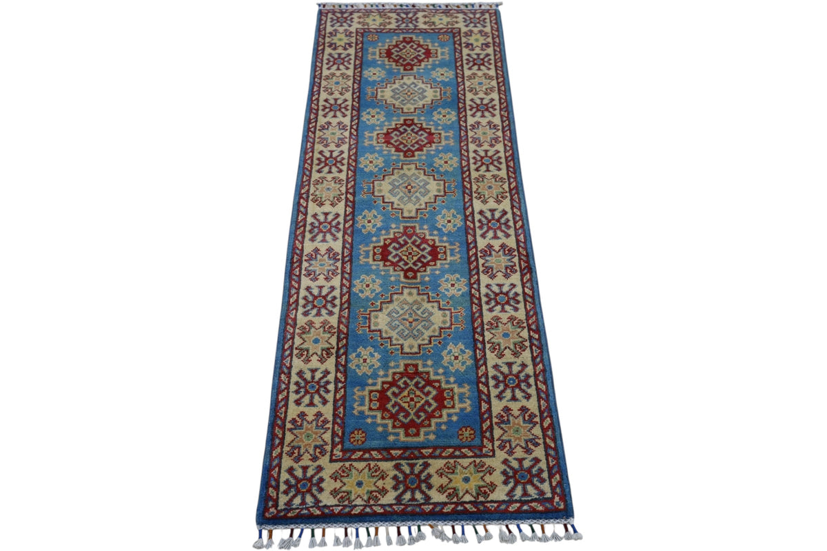 Hand-Knotted Afghani Kazak Wool Rug – 2’0″  x  5’10″