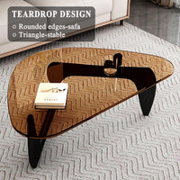 Modern Glass Coffee Table for Living Room, Mid Century Coffee Table, Small Coffee Tables, Suitable for Bedroom Living Room Reception Office Tables (Black/Brown, Medium)