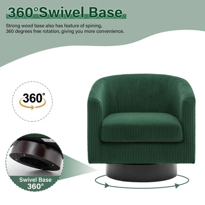 Swivel Barrel Accent Chairs Set of 2 Modern Upholstered Living Room Chair round Club Armchair, Dark Green