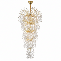 Crystal Chandelier Designed for Grand Lighting, 28-Light Gold Finish, Multi-Tier Design, 118 Inch Length